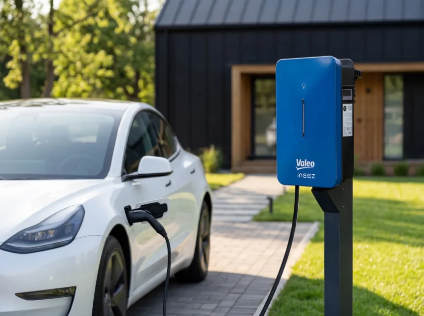 Valeo V2G şarj istasyonu Ineez AC modeli tanıtımı, Paris Drive to Zero etkinliği çift yönlü şarj teknolojisi.